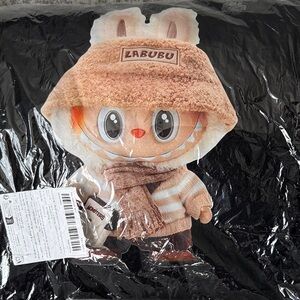 Labubu Character Black Canvas Tote Bag